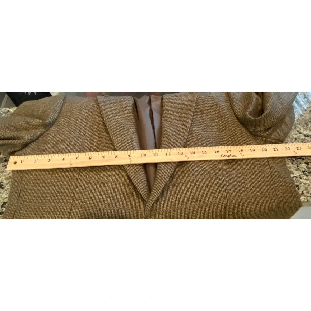 Vintage Cashmere Touch Mens Brown Glen Plaid Two Button Blazer Sport Coat Jacket